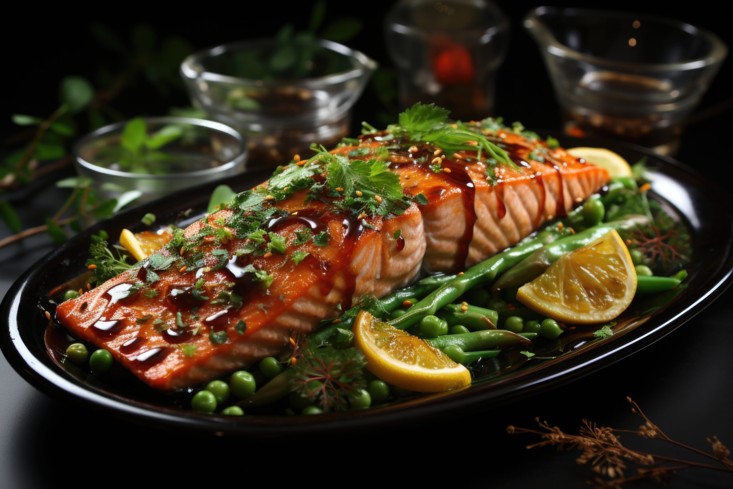 Salmão Grelhado com Crosta de Ervas Finas e Aspargos